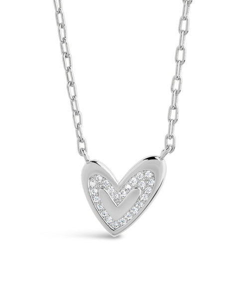 Sterling Silver Mabel CZ Heart Pendant Necklace