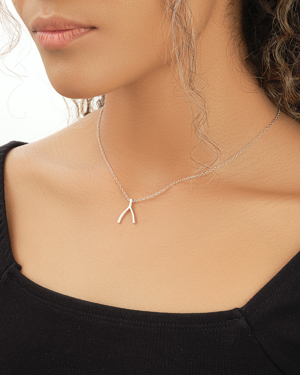 Sterling silver deals wishbone necklace