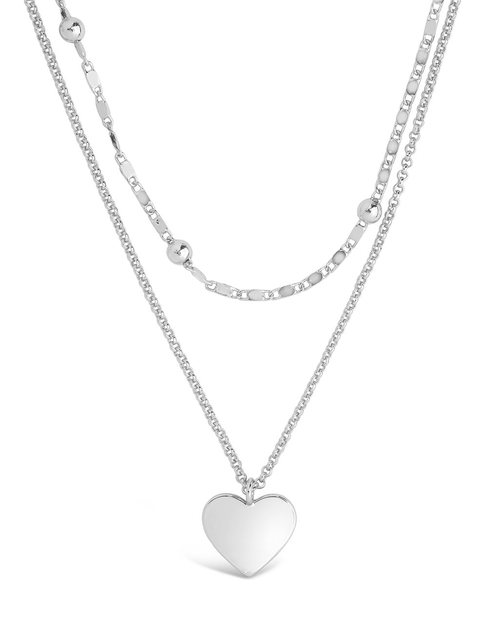 Sterling Silver Necklace Extender with Heart Charm. Layered