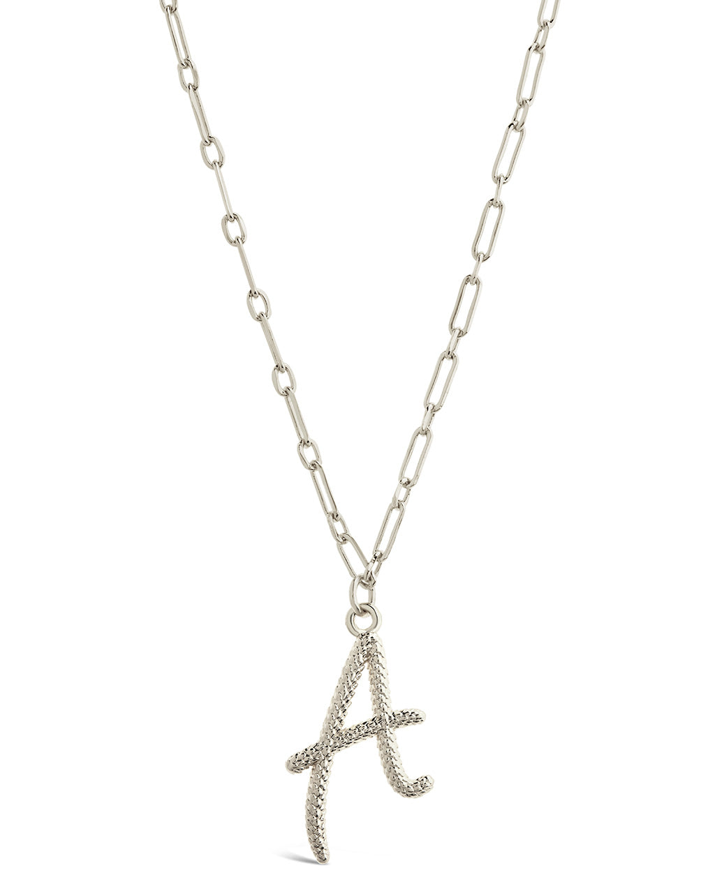 Textured Initial Charm Necklace