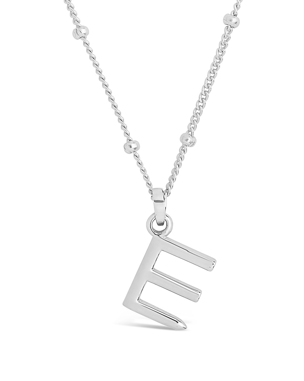 Sterling Silver Initial Necklace with Beaded Chain – Sterling Forever