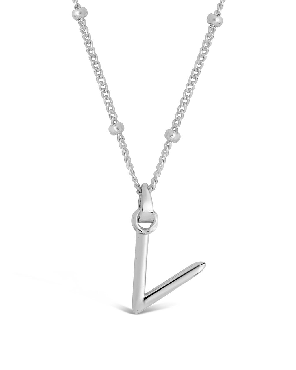 Necklace - Silver Letter V