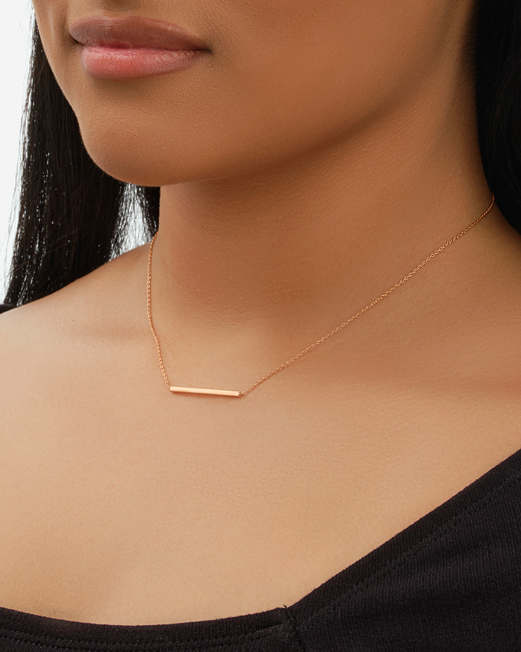 Thin gold clearance bar necklace