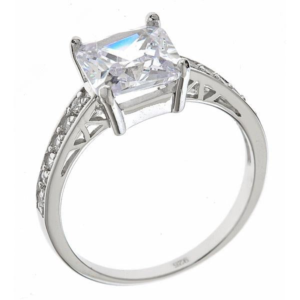 Sterling Silver Princess Cut CZ Promise Ring