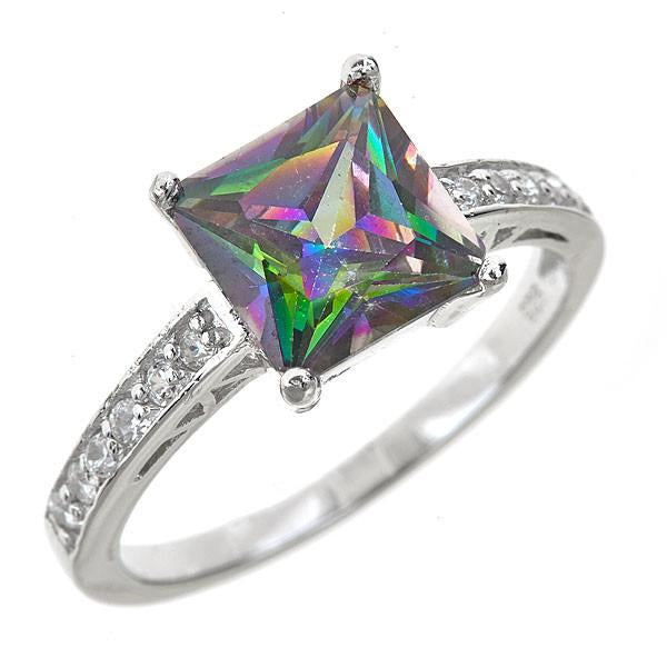 Mystic Topaz Ring Size 9 Ring Sterling Silver Big 30ct 