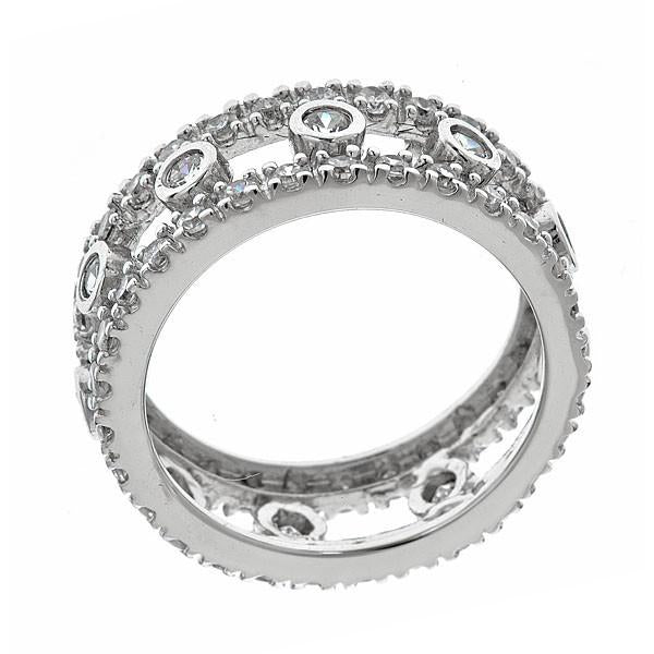 Sterling Silver Open Bezel Set Eternity Band Ring