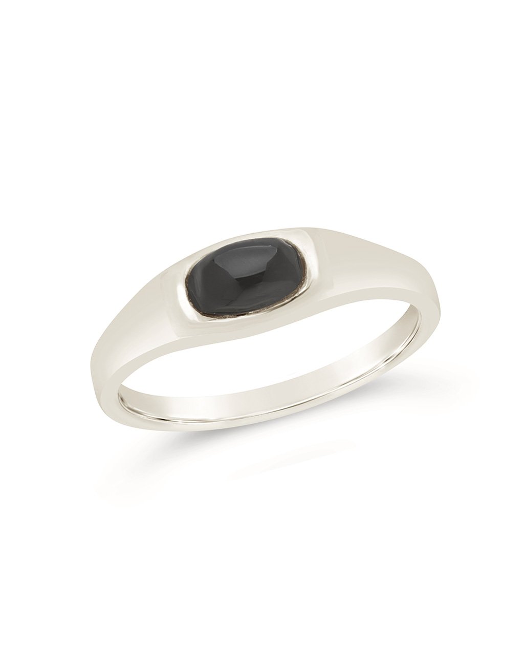 Mens silver onyx hot sale signet ring