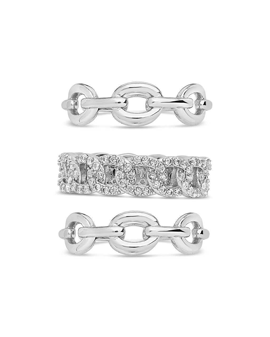 Men's Ring Set, Men's Silver 3 Stackable Set Rings