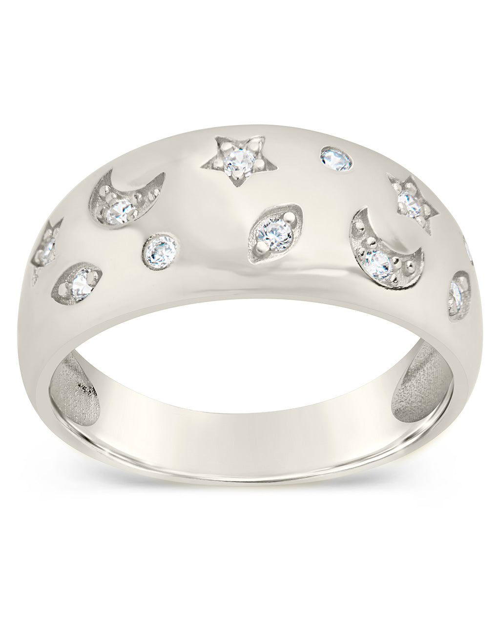 925 Sterling Silver Chunky Star Dome Ring | 9ct Gold on Silver Women CZ Star Dome Ring | Brand New J to T buy All Sizes