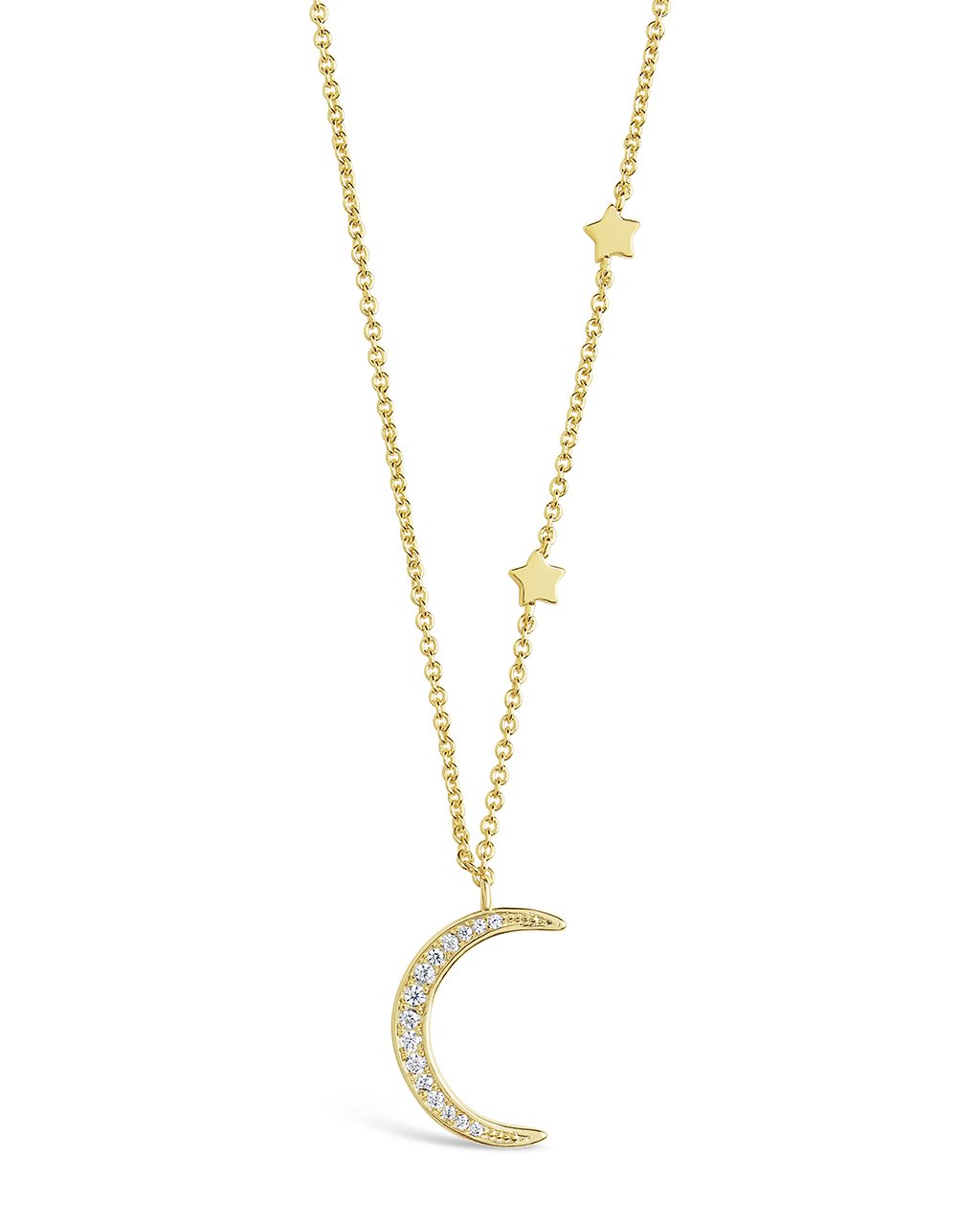 CZ Crescent with Stars Necklace – Sterling Forever