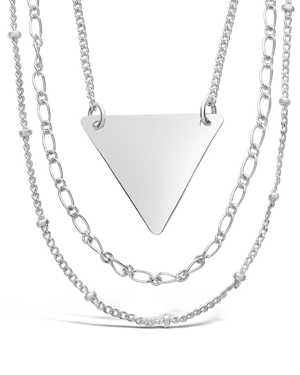Triple Chain Layered Triangle Necklace