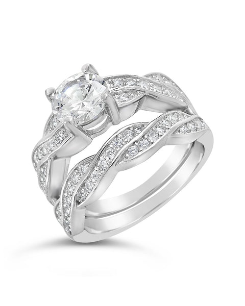 Sterling Silver Round CZ Ring with Twist Band – Sterling Forever