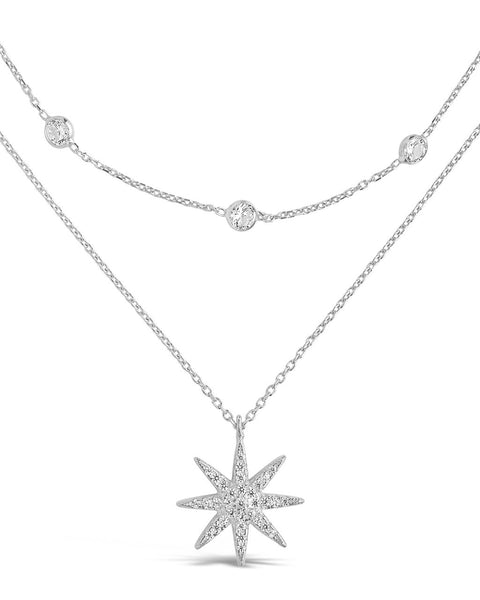 Sterling Silver Layered Burst Pendant Necklace – Sterling Forever