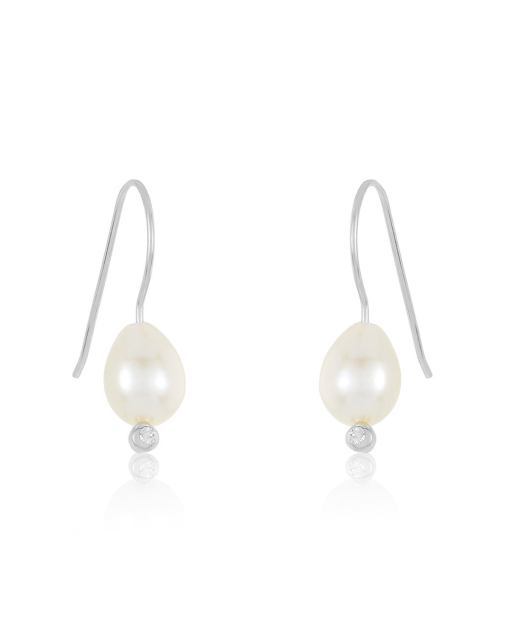 Sterling Forever Freshwater Pearl Drop Huggie Hoop Earrings