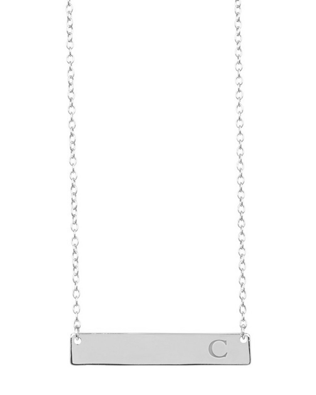 Silver Tone Necklace with A Bar Pendant Stamped with The Coo (121504)