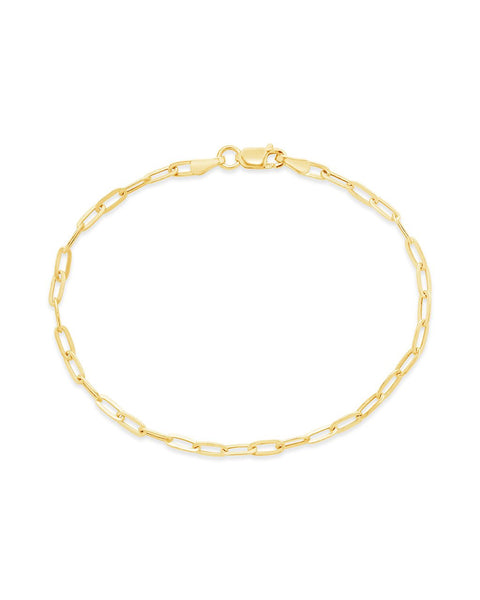 Paperclip Chain Initial Bracelet • Sterling Silver or 14K Gold-Filled Small Initial / 14K Gold Filled
