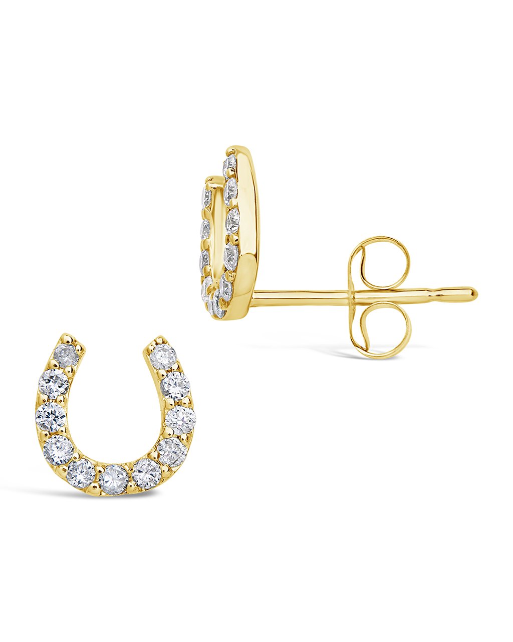 MF024890-14Y-14K Yellow Gold Small Staple Stud Earrings, 0.01Cttw-SVS Fine  Jewelry