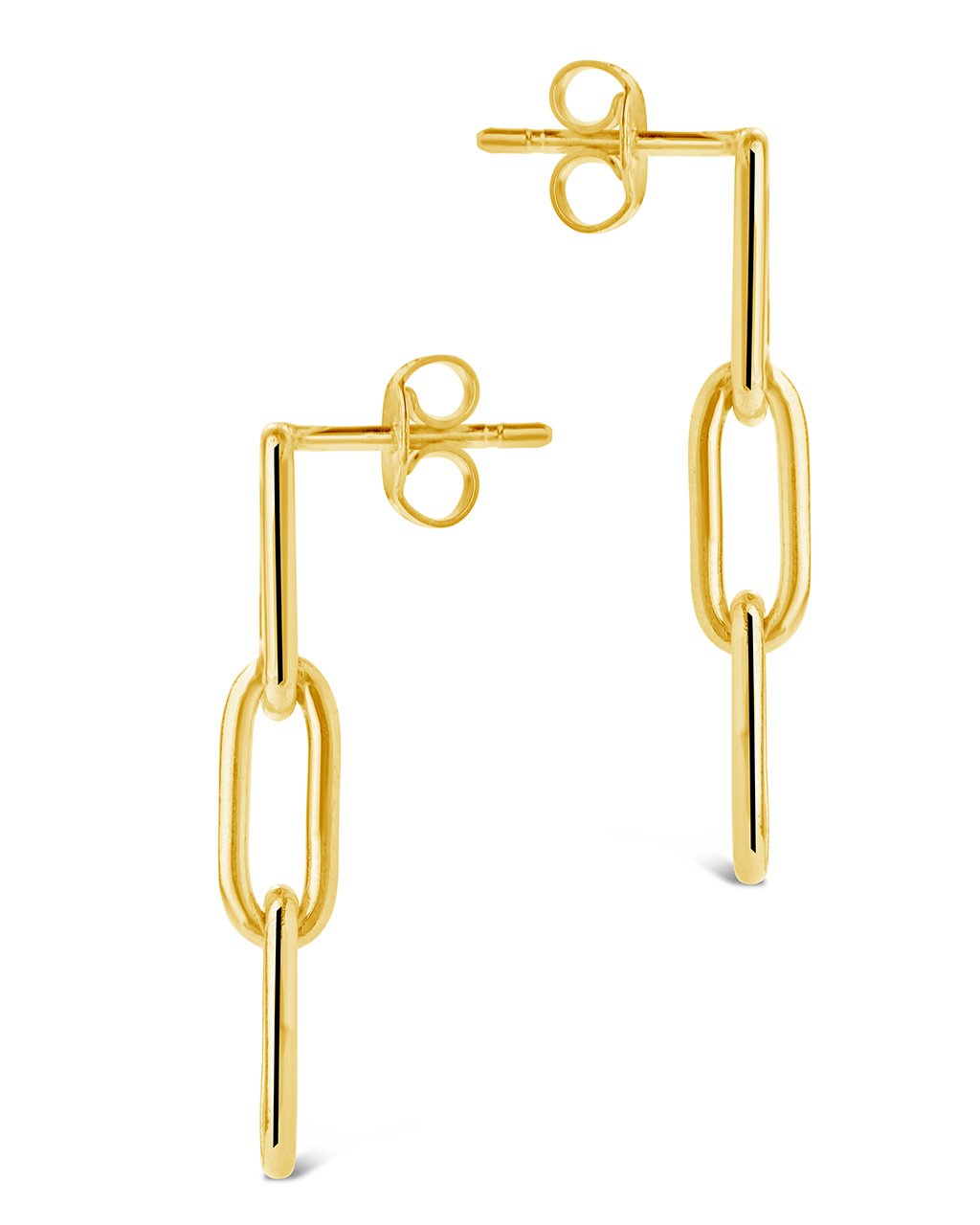 14K Solid Italian Yellow Gold Paperclip Chain Drop Earrings