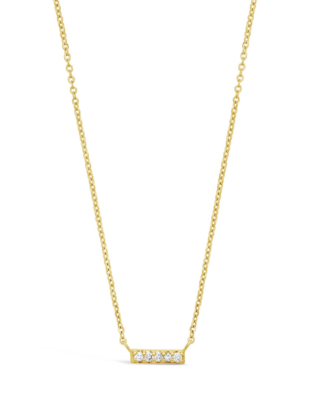 14K Gold & Diamond Bar Necklace Fine Necklace SF Fine 14K Yellow Gold 
