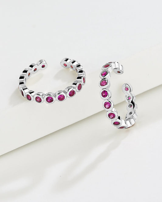 Sterling Silver 2pc Bezel Stud Set